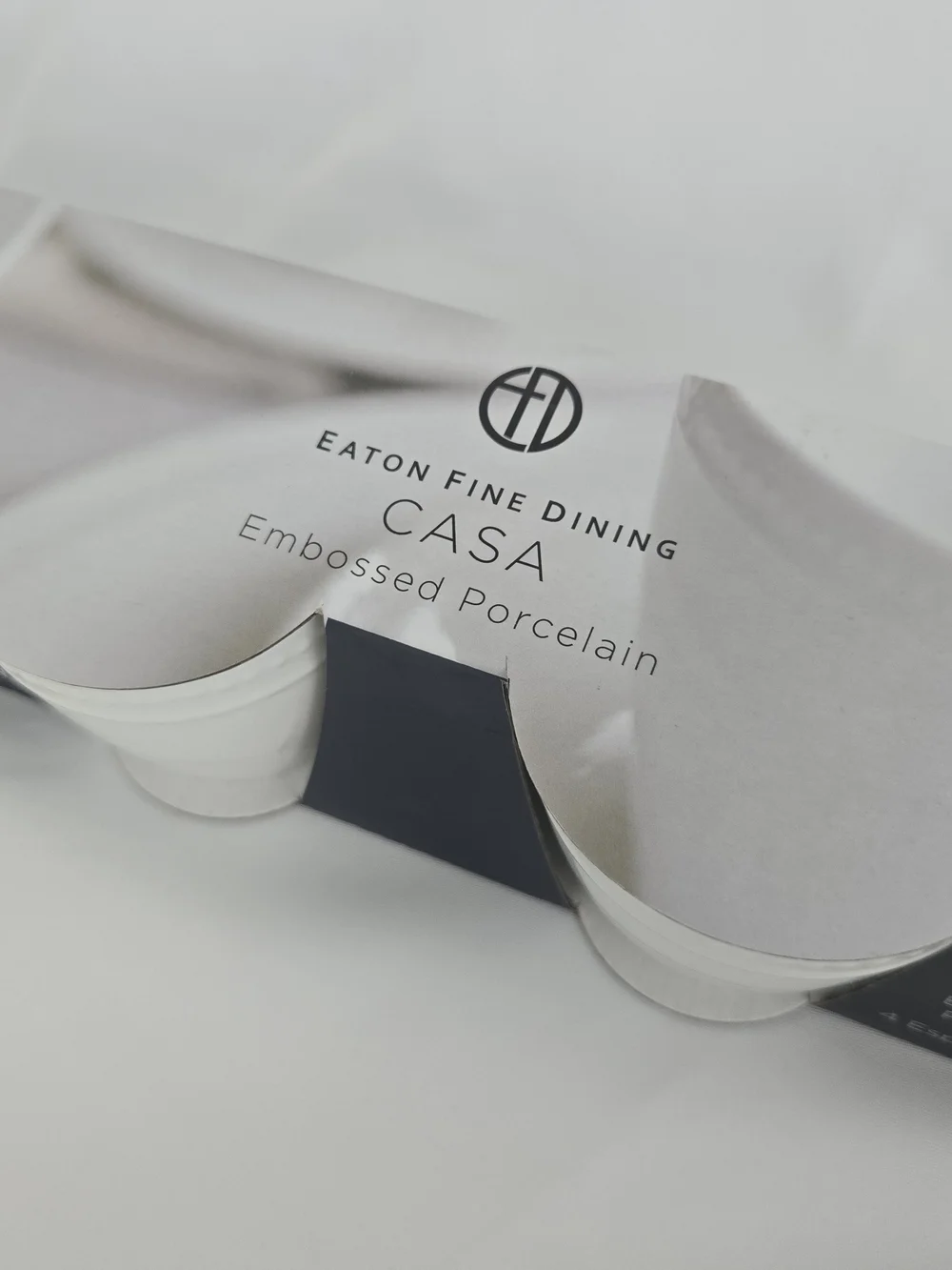 Eaton Fine Dining CASA Embossed Porcelain 4 Espresso Cups Brand New Coffee Mugs